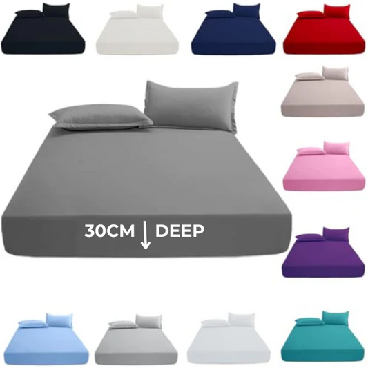 Enhance Your Sleep with Premium 40CM T200 Cotton Extra Deep Fitted Bed Sheets