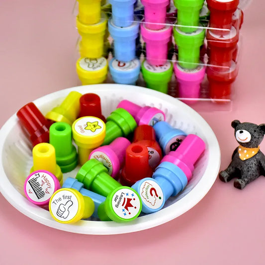 6pcs Assorted Stamps for Kids Self-ink Stamps Children Toy Stamps Smiley Face Seal Scrapbooking DIY Painting Photo Album Decor