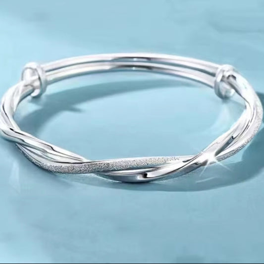 925 Sterling Silver Big Bangles Bracelet Cute Charms for Women Lady Fashion Jewelry Adjustment Cuff Wedding Luxury
