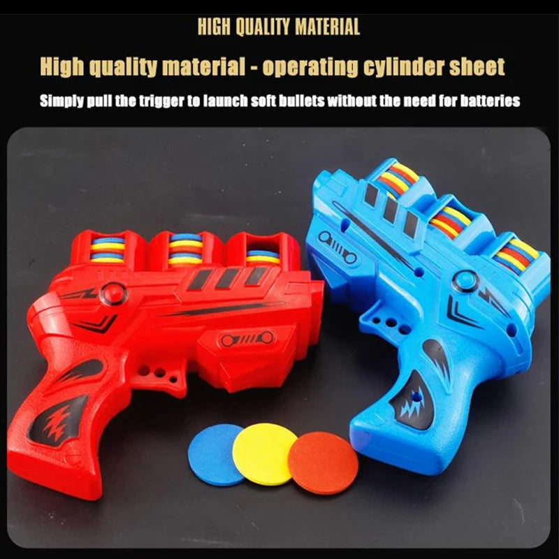 Children Flying Saucer GunsToy Ejection Kids Outdoor Game Foam with 25pcs Flying Disc Fun Toys EVA Mini Soft Bullets Battle