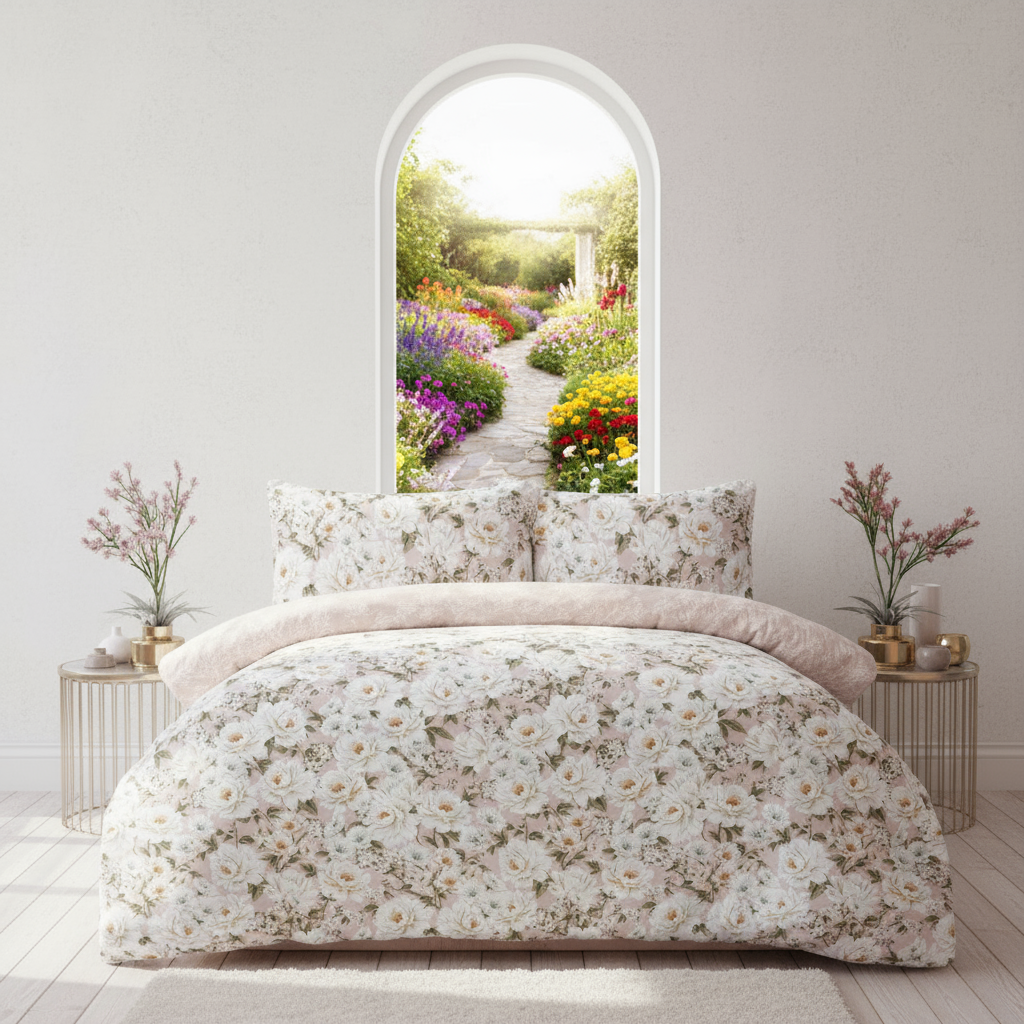 Luxury Reversible Duvet Cover Set with Pillowcases – Floral Printed Bedding, Microfiber Quilt Set, Soft Bedding Collection