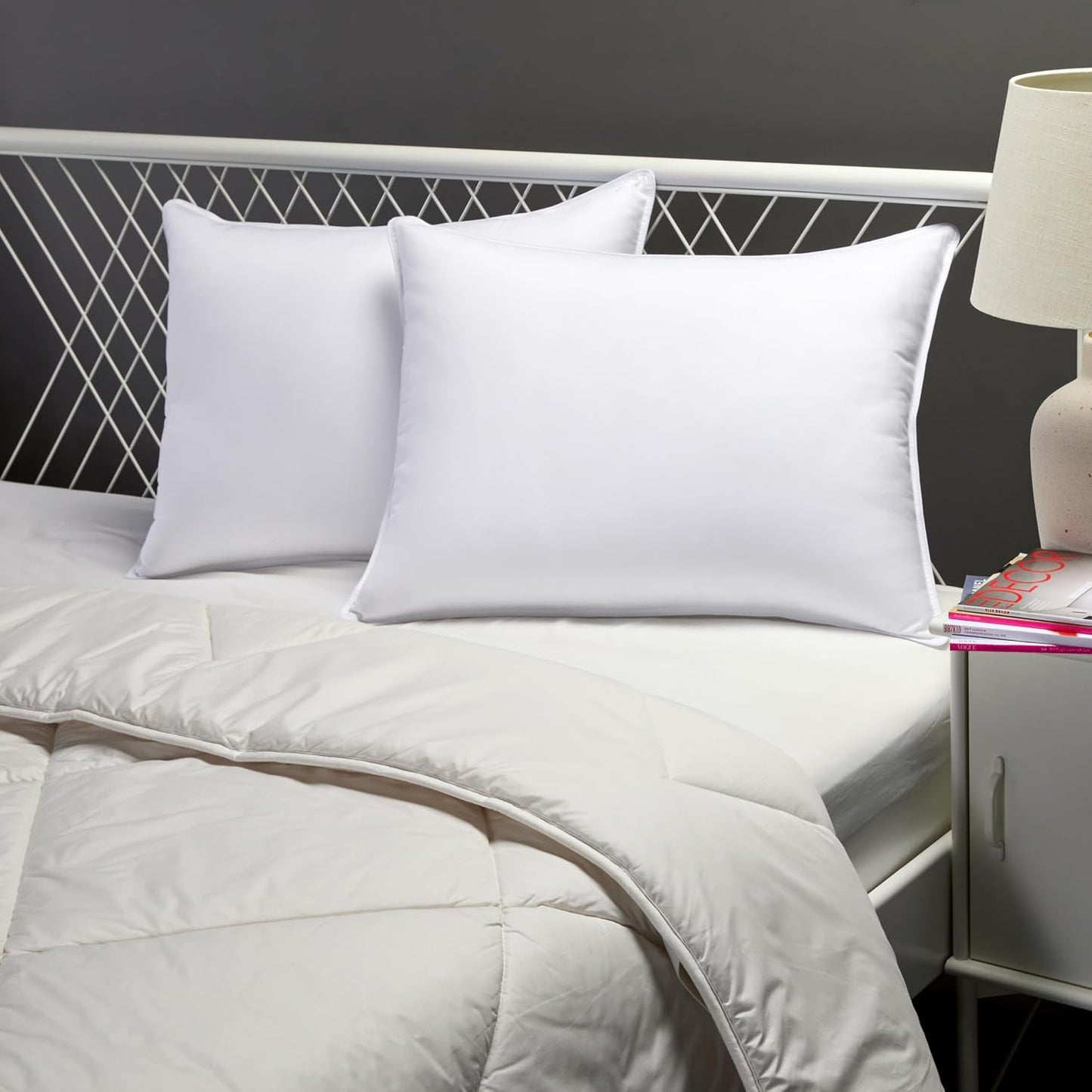 Luxury Hotel Pillows (Pack of 2) - Supportive & Cooling Microfiber Fill, Standard UK Size