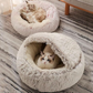 Warm Hooded Nest Bed for Cats & Dogs – Plush Fleece Comfort for Small Pets