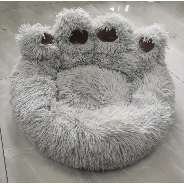 Cozy Paw Shaped Dog & Cat Bed – Soft Plush Comfort Non-Slip Bottom