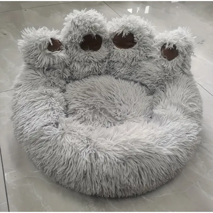 Cozy Paw Shaped Dog & Cat Bed – Soft Plush Comfort Non-Slip Bottom