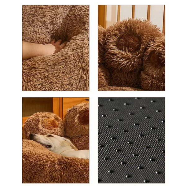 Cozy Paw Shaped Dog & Cat Bed – Soft Plush Comfort Non-Slip Bottom