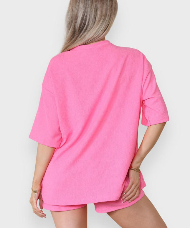 Trendy Women's 2-Piece Matching Tee & Cycling Shorts Set | Squat-Proof Shorts with Pockets | Perfect for Gym & Casual Wear