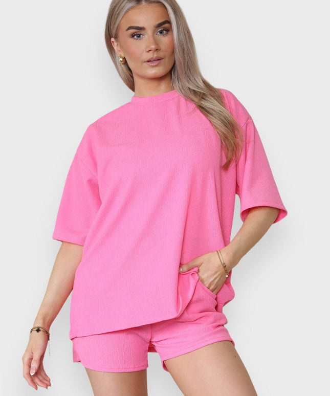 Trendy Women's 2-Piece Matching Tee & Cycling Shorts Set | Squat-Proof Shorts with Pockets | Perfect for Gym & Casual Wear