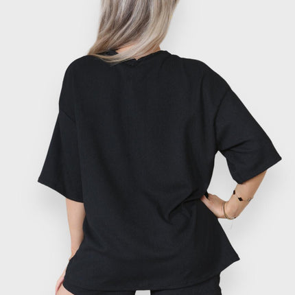 Trendy Women's 2-Piece Matching Tee & Cycling Shorts Set | Squat-Proof Shorts with Pockets | Perfect for Gym & Casual Wear