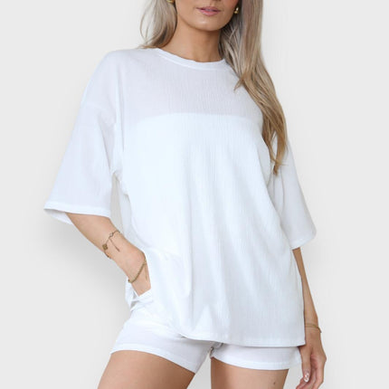 Trendy Women's 2-Piece Matching Tee & Cycling Shorts Set | Squat-Proof Shorts with Pockets | Perfect for Gym & Casual Wear