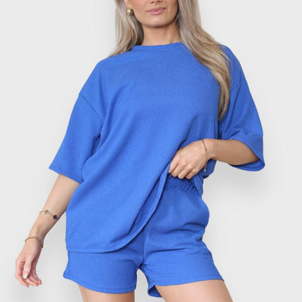 Trendy Women's 2-Piece Matching Tee & Cycling Shorts Set | Squat-Proof Shorts with Pockets | Perfect for Gym & Casual Wear
