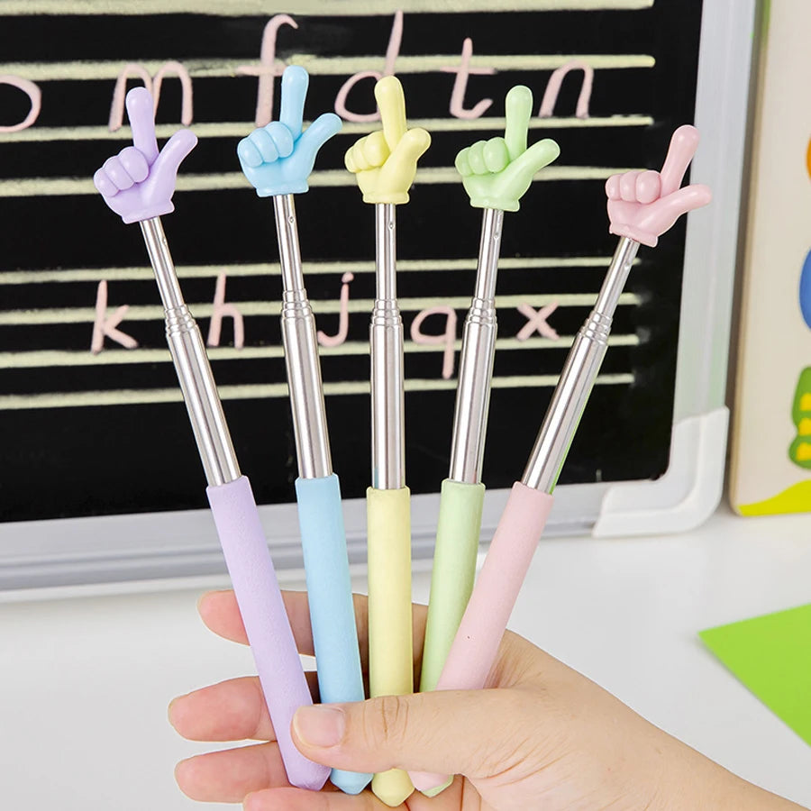 1Pc Retractable Teacher Pointer Finger Design StainlessSteel Telescopic School Teaching Pointer Stick Teacher Supplies Class