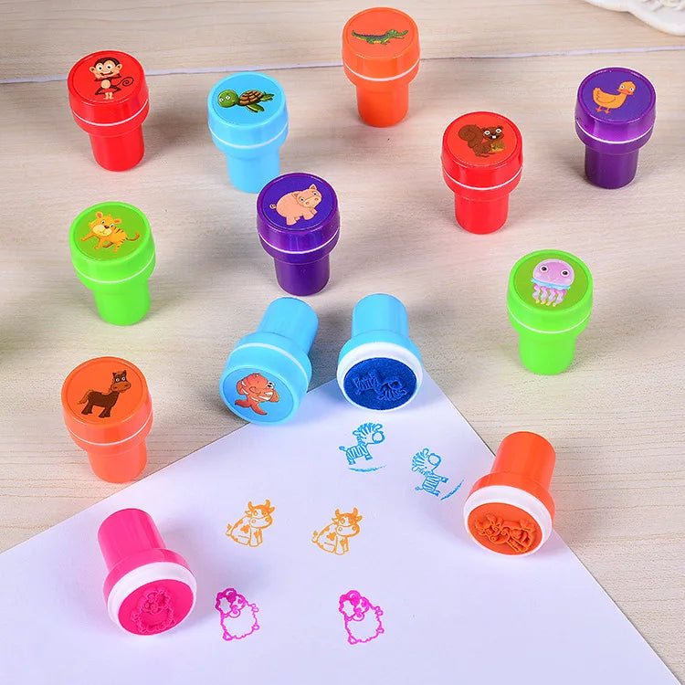6pcs Assorted Stamps for Kids Self-ink Stamps Children Toy Stamps Smiley Face Seal Scrapbooking DIY Painting Photo Album Decor