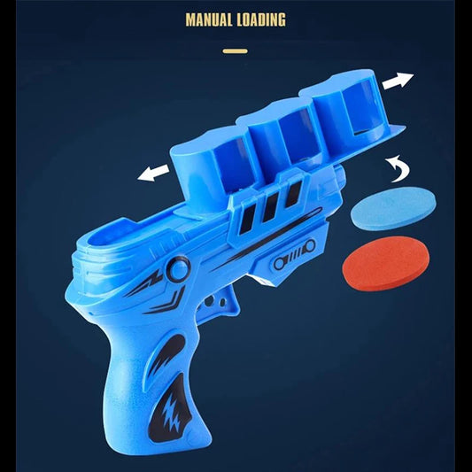 Children Flying Saucer GunsToy Ejection Kids Outdoor Game Foam with 25pcs Flying Disc Fun Toys EVA Mini Soft Bullets Battle