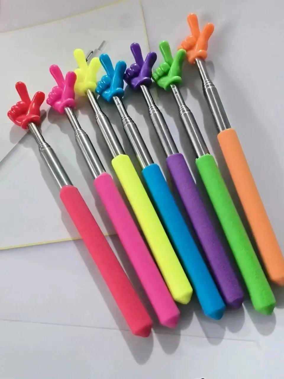 1Pc Retractable Teacher Pointer Finger Design StainlessSteel Telescopic School Teaching Pointer Stick Teacher Supplies Class