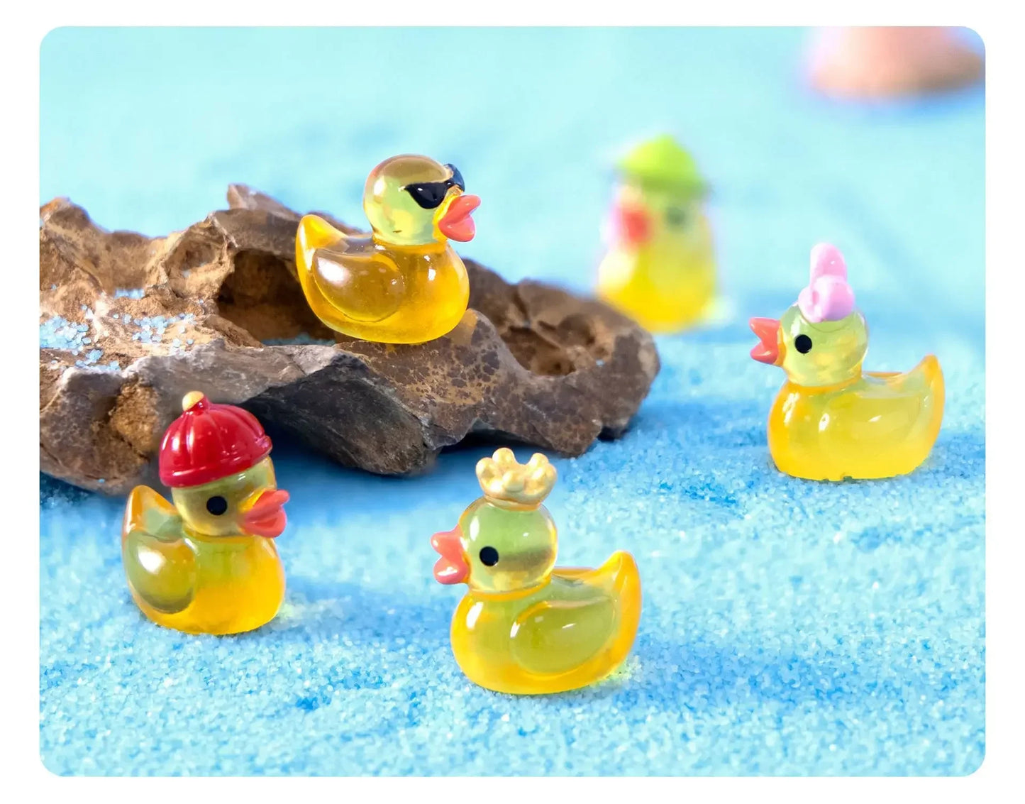 50 pcs Mini Multi-Color Luminous Duck Ornament Miniature Figures Tiny Duck Micro Fairy Garden Landscape Fairy Garden Home Decor