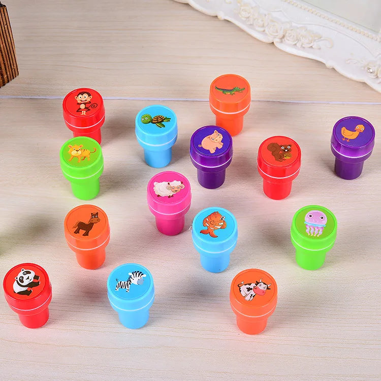 6pcs Assorted Stamps for Kids Self-ink Stamps Children Toy Stamps Smiley Face Seal Scrapbooking DIY Painting Photo Album Decor