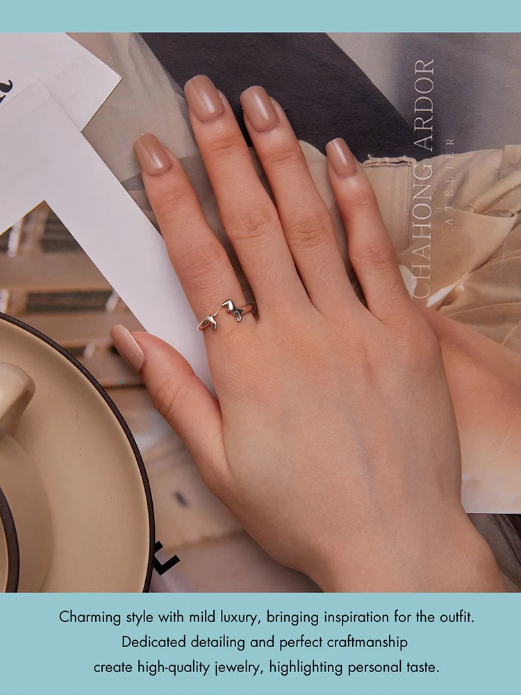 925 Sterling Silver Cute Dachshund Dog Adjustable Rings for Women Original Open Animal Ring Fine Family Jewelry Gift