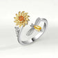 Flower Cubic Zirconia Size Adjustable Rings For Women Gold Copper Metal Ring Party Jewelry