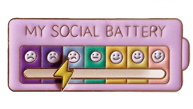 Mood Conversion Energy Brooch for Women Men My Social Battery Badge Expression Pins Brooches on Clothes