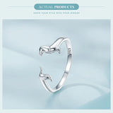 925 Sterling Silver Cute Dachshund Dog Adjustable Rings for Women Original Open Animal Ring Fine Family Jewelry Gift