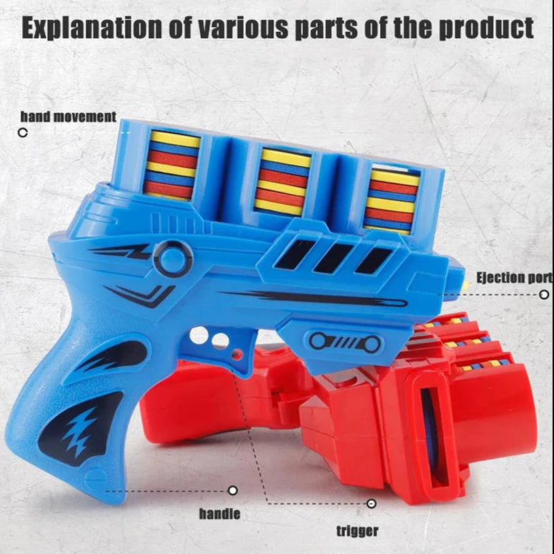 Children Flying Saucer GunsToy Ejection Kids Outdoor Game Foam with 25pcs Flying Disc Fun Toys EVA Mini Soft Bullets Battle