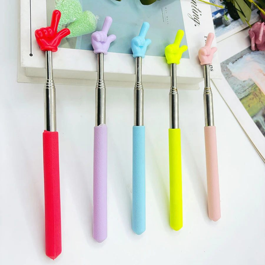1Pc Retractable Teacher Pointer Finger Design StainlessSteel Telescopic School Teaching Pointer Stick Teacher Supplies Class