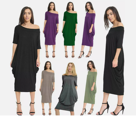 Women’s off-shoulder oversized parachute dress in breathable viscose. Flowy, comfy midi fit—perfect for casual days or chic boho-inspired parties.