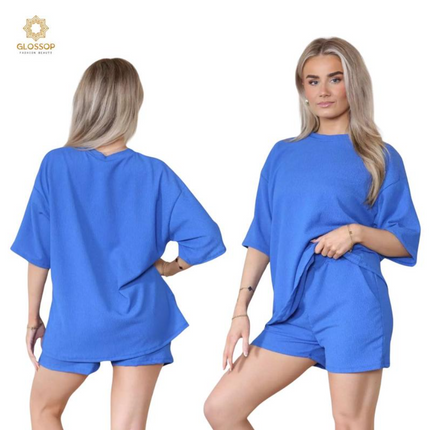 Trendy Women's 2-Piece Matching Tee & Cycling Shorts Set | Squat-Proof Shorts with Pockets | Perfect for Gym & Casual Wear