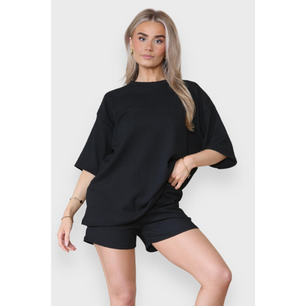 Trendy Women's 2-Piece Matching Tee & Cycling Shorts Set | Squat-Proof Shorts with Pockets | Perfect for Gym & Casual Wear