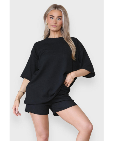Trendy Women's 2-Piece Matching Tee & Cycling Shorts Set | Squat-Proof Shorts with Pockets | Perfect for Gym & Casual Wear