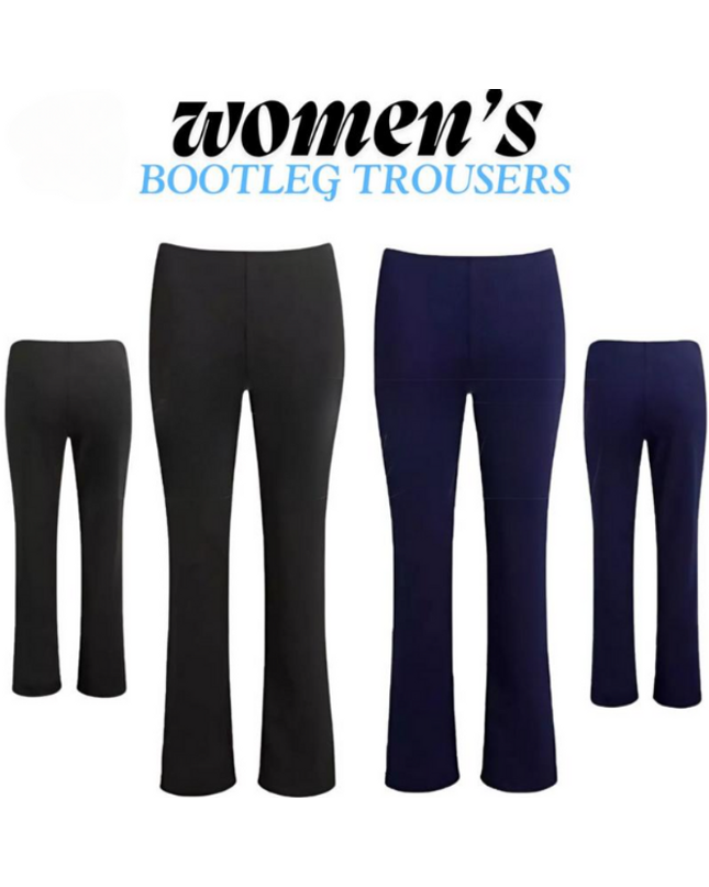 Women's Bootcut Stretch Trousers – Ribbed, Mid-Rise, Curve-Friendly| Sizes 10–24 | Work to Weekend Comfort Pants