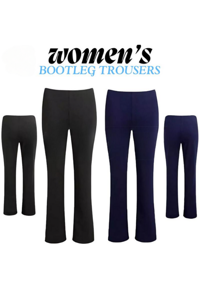 Women's Bootcut Stretch Trousers – Ribbed, Mid-Rise, Curve-Friendly| Sizes 10–24 | Work to Weekend Comfort Pants
