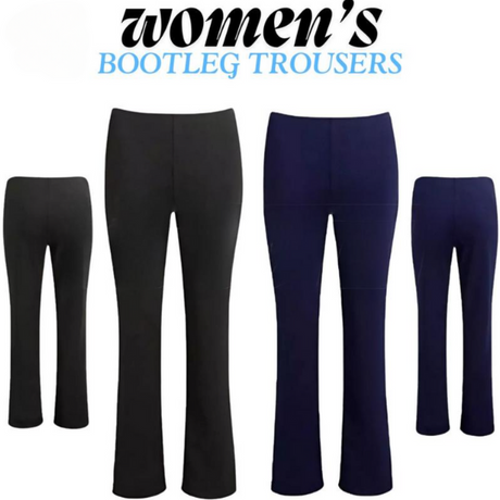 Women's Bootcut Stretch Trousers – Ribbed, Mid-Rise, Curve-Friendly| Sizes 10–24 | Work to Weekend Comfort Pants