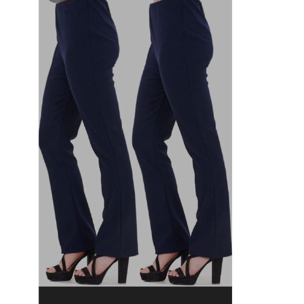 Women's Bootcut Stretch Trousers – Ribbed, Mid-Rise, Curve-Friendly| Sizes 10–24 | Work to Weekend Comfort Pants
