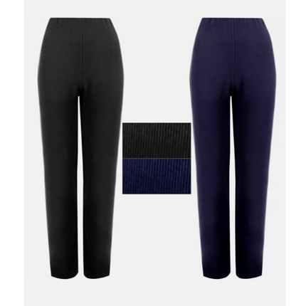 Women's Bootcut Stretch Trousers – Ribbed, Mid-Rise, Curve-Friendly| Sizes 10–24 | Work to Weekend Comfort Pants