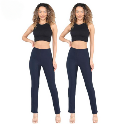 Women's Bootcut Stretch Trousers – Ribbed, Mid-Rise, Curve-Friendly| Sizes 10–24 | Work to Weekend Comfort Pants