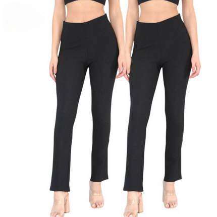 Women's Bootcut Stretch Trousers – Ribbed, Mid-Rise, Curve-Friendly| Sizes 10–24 | Work to Weekend Comfort Pants