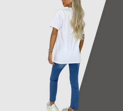 Ladies short sleeve COCO print Oversized Tee shirt top
