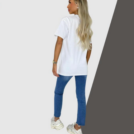 Ladies short sleeve COCO print Oversized Tee shirt top