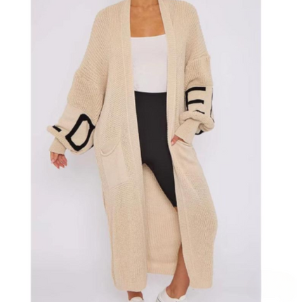 Long Sleeve Love Print Cardigan for Women | Balloon Sleeve Knitted Jumper Top | Soft Acrylic Material | Oversized Cardigan Knitwear Women's wear