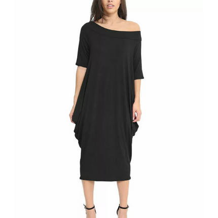 Women’s off-shoulder oversized parachute dress in breathable viscose. Flowy, comfy midi fit—perfect for casual days or chic boho-inspired parties.