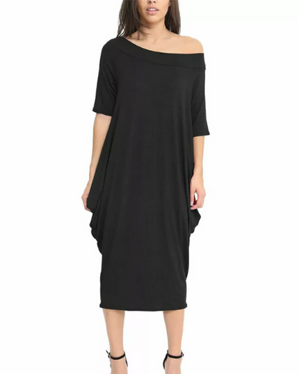 Women’s off-shoulder oversized parachute dress in breathable viscose. Flowy, comfy midi fit—perfect for casual days or chic boho-inspired parties.