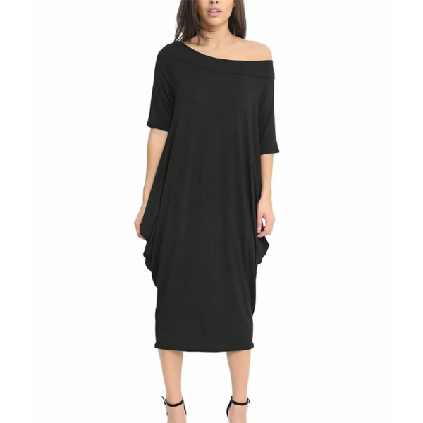 Women’s off-shoulder oversized parachute dress in breathable viscose. Flowy, comfy midi fit—perfect for casual days or chic boho-inspired parties.