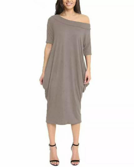 Women’s off-shoulder oversized parachute dress in breathable viscose. Flowy, comfy midi fit—perfect for casual days or chic boho-inspired parties.