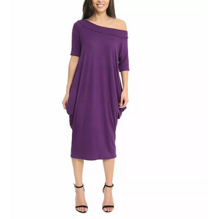 Women’s off-shoulder oversized parachute dress in breathable viscose. Flowy, comfy midi fit—perfect for casual days or chic boho-inspired parties.