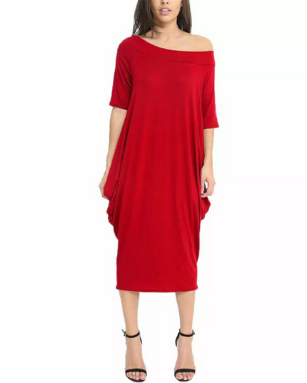 Women’s off-shoulder oversized parachute dress in breathable viscose. Flowy, comfy midi fit—perfect for casual days or chic boho-inspired parties.