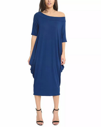 Women’s off-shoulder oversized parachute dress in breathable viscose. Flowy, comfy midi fit—perfect for casual days or chic boho-inspired parties.