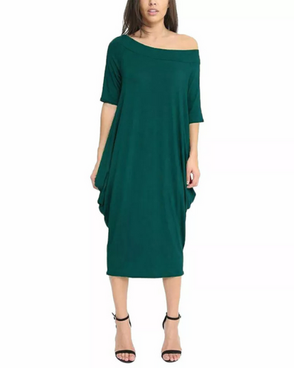 Women’s off-shoulder oversized parachute dress in breathable viscose. Flowy, comfy midi fit—perfect for casual days or chic boho-inspired parties.