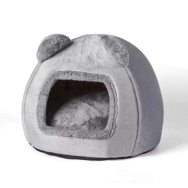 Cozy Pet Bed for Cats & Dogs – Washable Igloo Fleece Pyramid Cave Bed, Warm & Comfortable